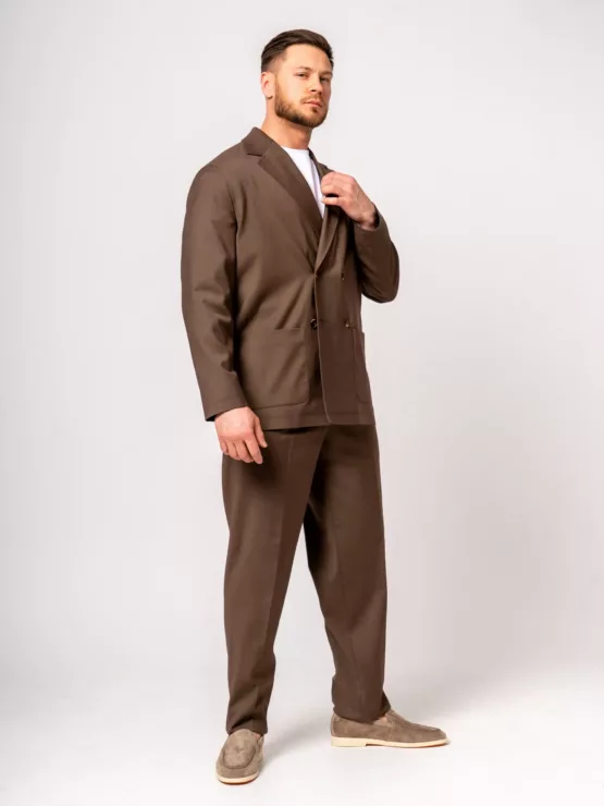Костюм oversize двубортный коричневый Каталог