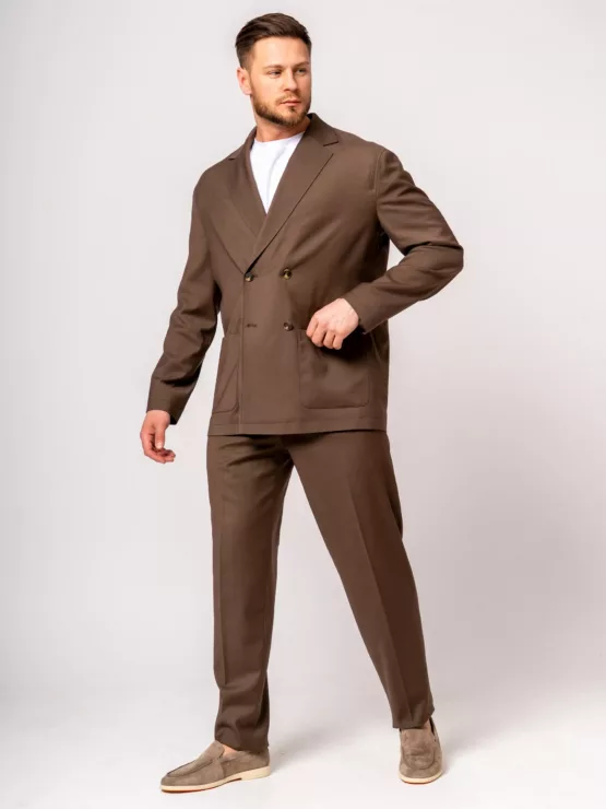 Костюм oversize двубортный коричневый Каталог