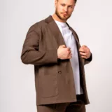 Костюм oversize двубортный коричневый Каталог
