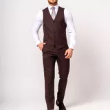 Костюм-тройка бежево-коричневый комбинированный Каталог