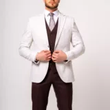 Костюм-тройка бежево-коричневый комбинированный Каталог