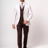 Костюм-тройка бежево-коричневый комбинированный Каталог