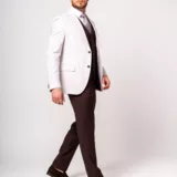 Костюм-тройка бежево-коричневый комбинированный Каталог