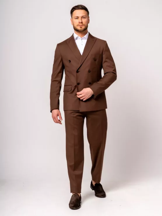 Костюм-двубортный цвет молочный шоколад Каталог