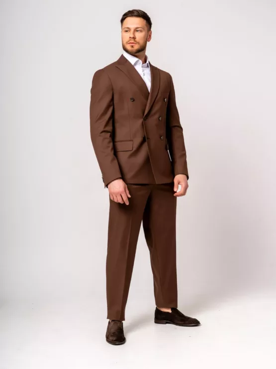 Костюм-двубортный цвет молочный шоколад Каталог