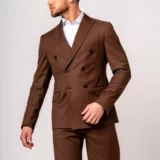 Костюм-двубортный цвет молочный шоколад Каталог
