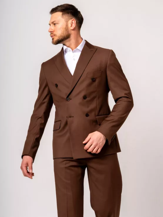 Костюм-двубортный цвет молочный шоколад Каталог