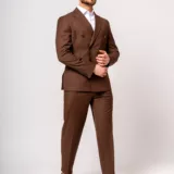 Костюм-двубортный цвет молочный шоколад Каталог