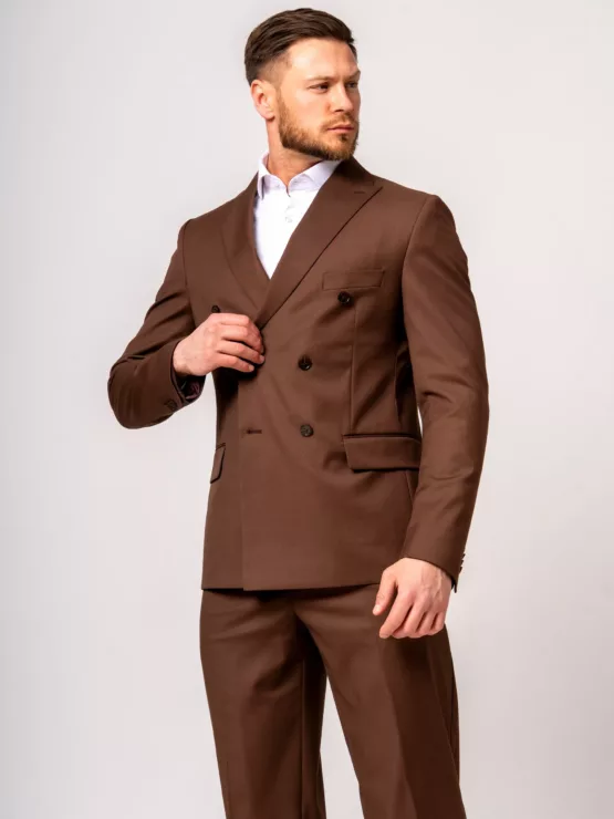 Костюм-двубортный цвет молочный шоколад Каталог