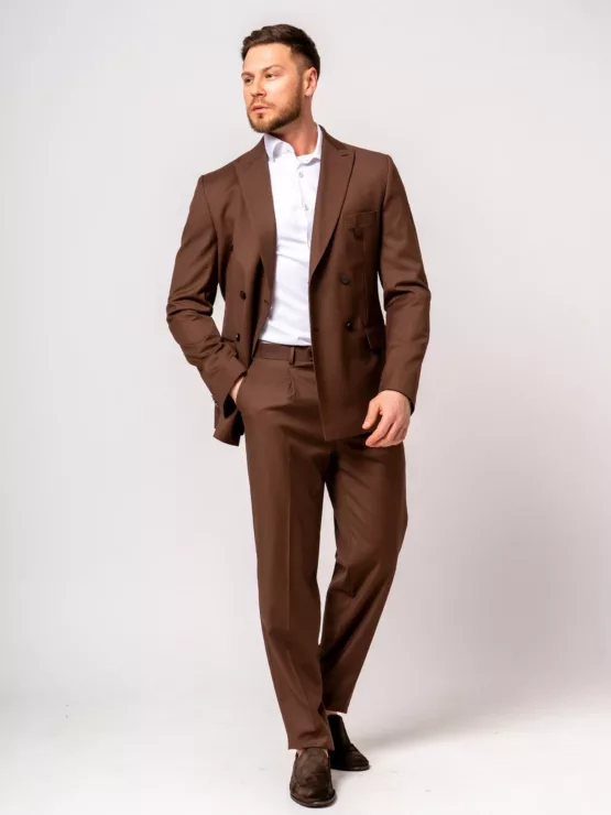 Костюм-двубортный цвет молочный шоколад Каталог