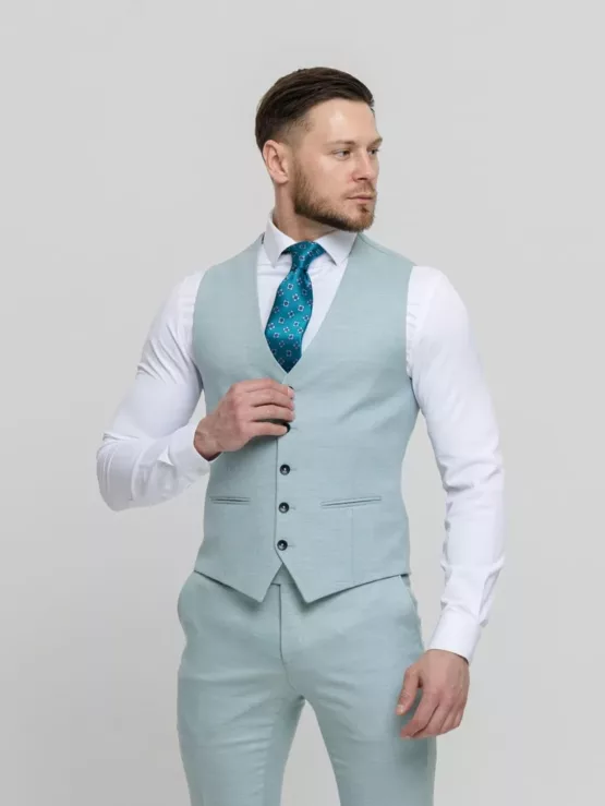 Костюм-тройка мятный оттенок Вечерние мужские костюмы