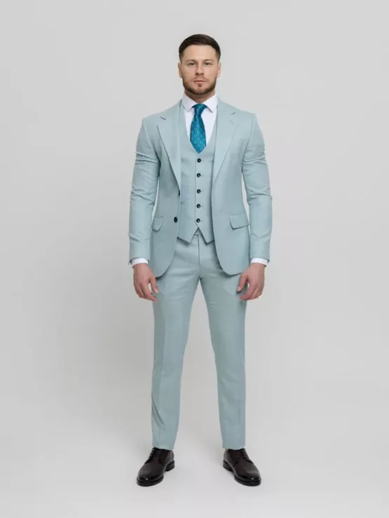 Костюм-тройка мятный оттенок Вечерние мужские костюмы