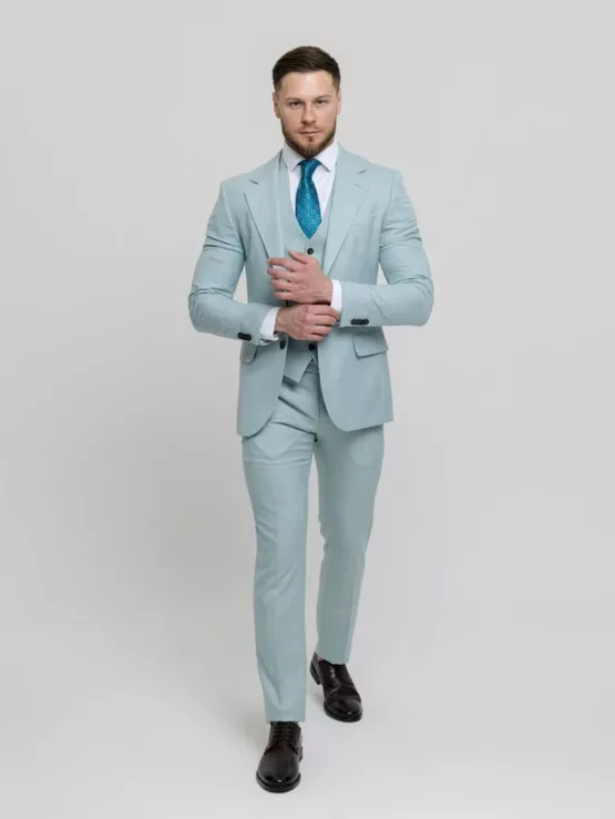 Костюм-тройка мятный оттенок Вечерние мужские костюмы
