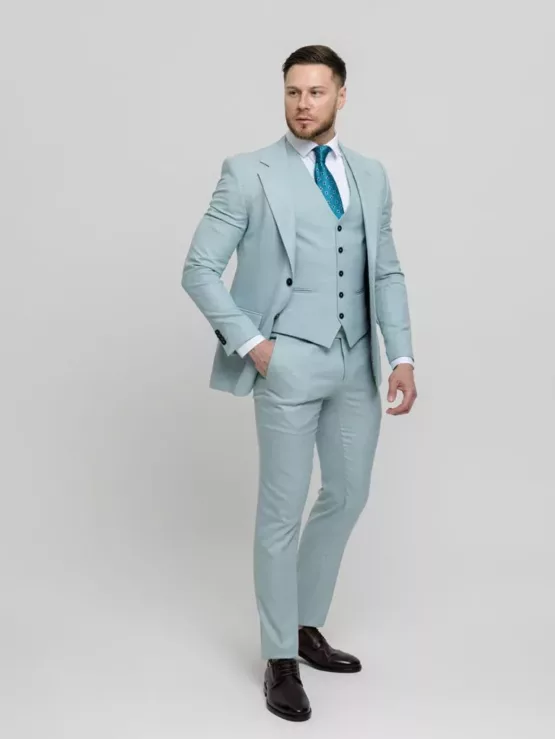 Костюм-тройка мятный оттенок Вечерние мужские костюмы