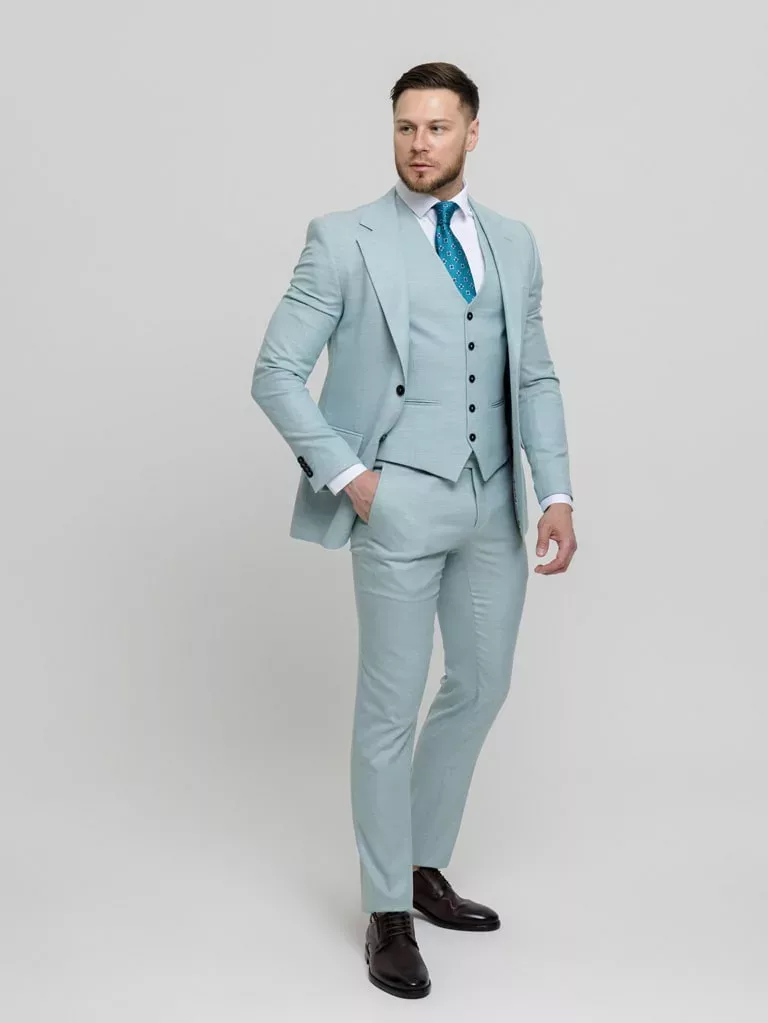 Костюм-тройка мятный оттенок Вечерние мужские костюмы
