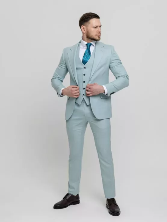 Костюм-тройка мятный оттенок Вечерние мужские костюмы