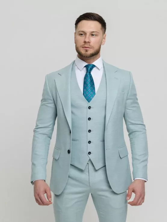 Костюм-тройка мятный оттенок Вечерние мужские костюмы