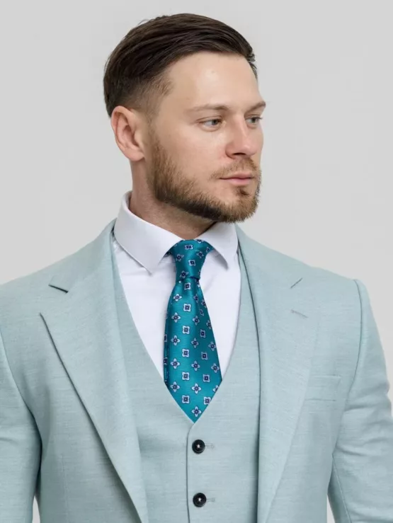 Костюм-тройка мятный оттенок Вечерние мужские костюмы