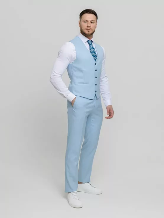 Костюм-тройка небесно-голубой цвет Каталог