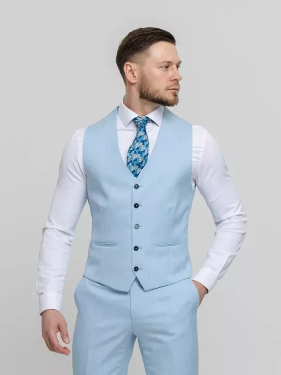 Костюм-тройка небесно-голубой цвет Каталог