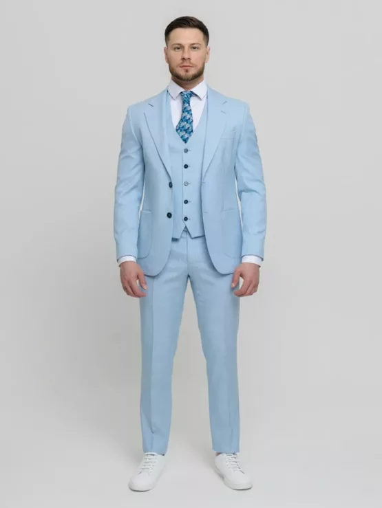 Костюм-тройка небесно-голубой цвет Каталог