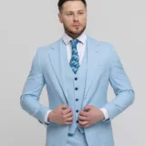 Костюм-тройка небесно-голубой цвет Каталог