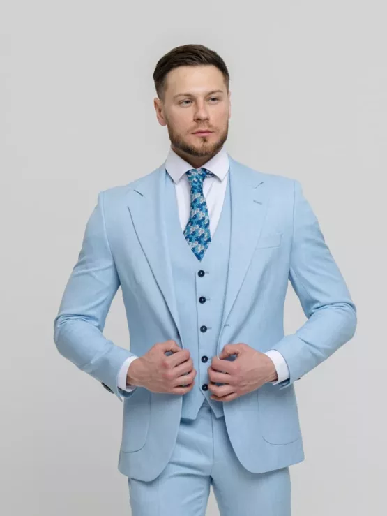Костюм-тройка небесно-голубой цвет Каталог