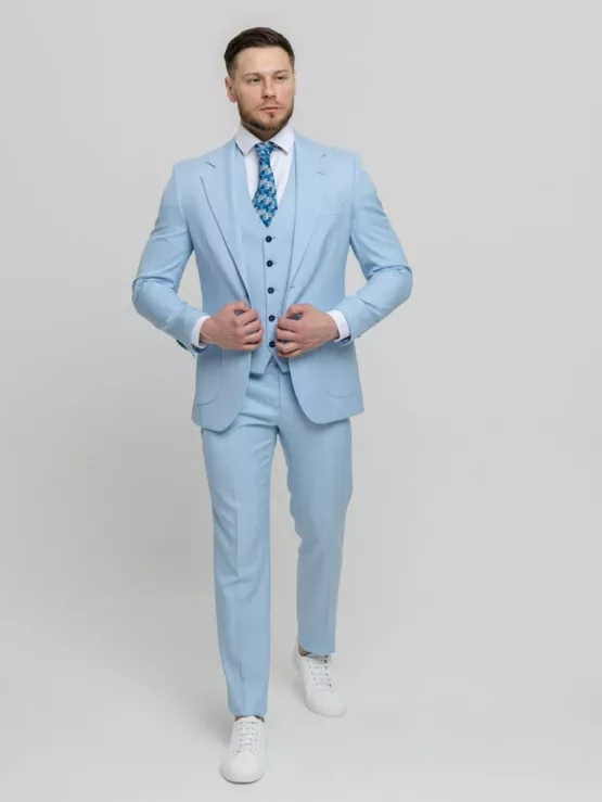 Костюм-тройка небесно-голубой цвет Каталог