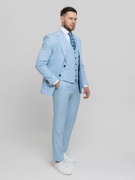 Костюм-тройка небесно-голубой цвет Каталог