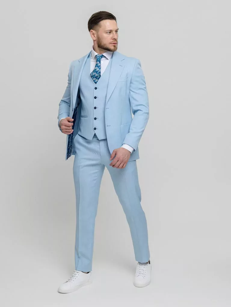 Костюм-тройка небесно-голубой цвет Каталог