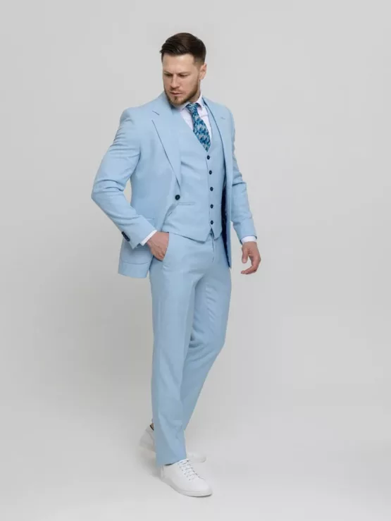 Костюм-тройка небесно-голубой цвет Каталог
