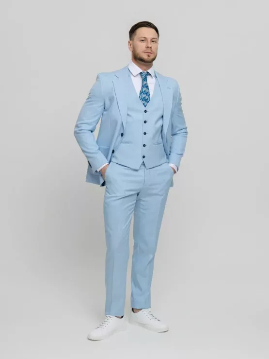 Костюм-тройка небесно-голубой цвет Каталог