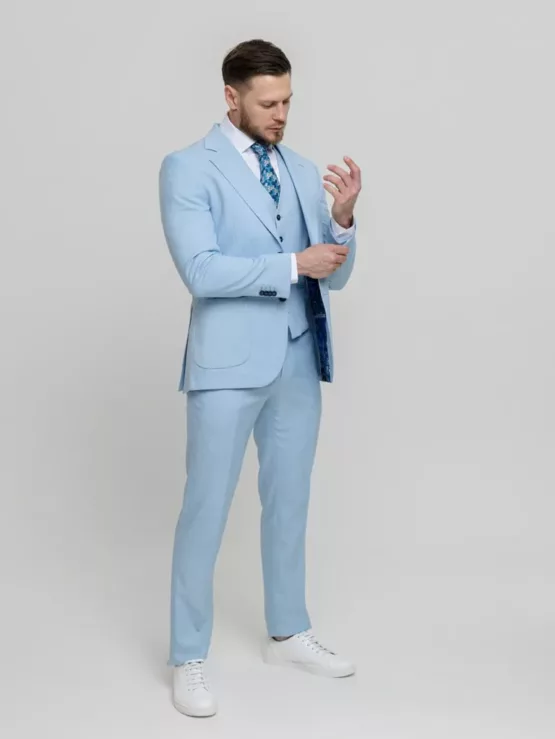 Костюм-тройка небесно-голубой цвет Каталог