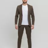 Костюм-двойка casual модель шоколадный оттенок Брючные мужские костюмы