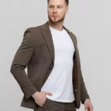 Костюм-двойка casual модель шоколадный оттенок Брючные мужские костюмы