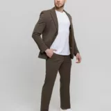 Костюм-двойка casual модель шоколадный оттенок Брючные мужские костюмы