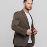 Костюм-двойка casual модель шоколадный оттенок Брючные мужские костюмы