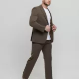 Костюм-двойка casual модель шоколадный оттенок Брючные мужские костюмы