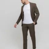 Костюм-двойка casual модель шоколадный оттенок Брючные мужские костюмы