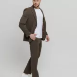 Костюм-двойка casual модель шоколадный оттенок Брючные мужские костюмы