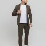 Костюм-двойка casual модель шоколадный оттенок Брючные мужские костюмы