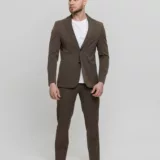 Костюм-двойка casual модель шоколадный оттенок Брючные мужские костюмы
