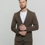 Костюм-двойка casual модель шоколадный оттенок Брючные мужские костюмы