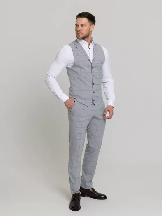 Костюм-тройка цвет серый в клетку Каталог