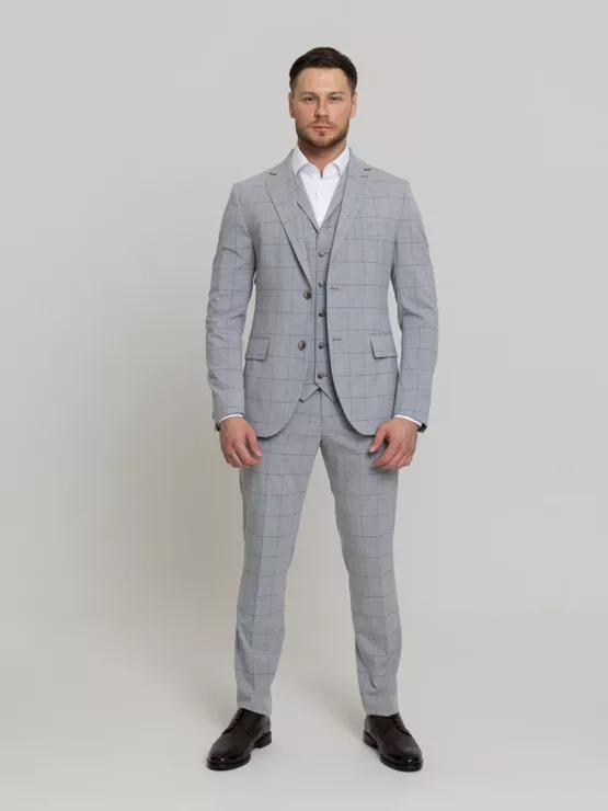 Костюм-тройка цвет серый в клетку Каталог