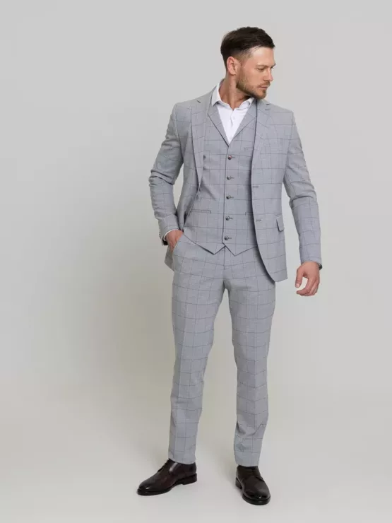 Костюм-тройка цвет серый в клетку Каталог