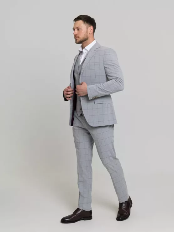 Костюм-тройка цвет серый в клетку Каталог