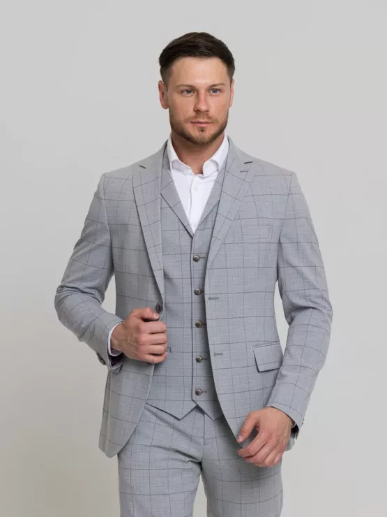 Костюм-тройка цвет серый в клетку Каталог
