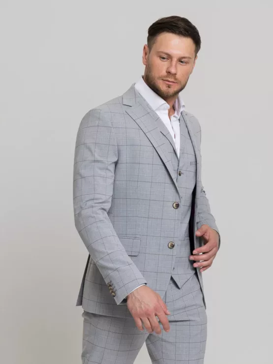 Костюм-тройка цвет серый в клетку Каталог