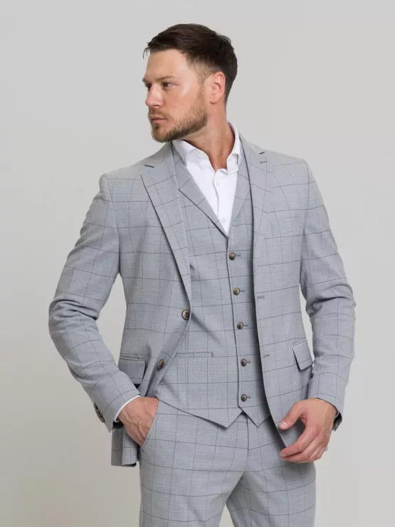 Костюм-тройка цвет серый в клетку Каталог